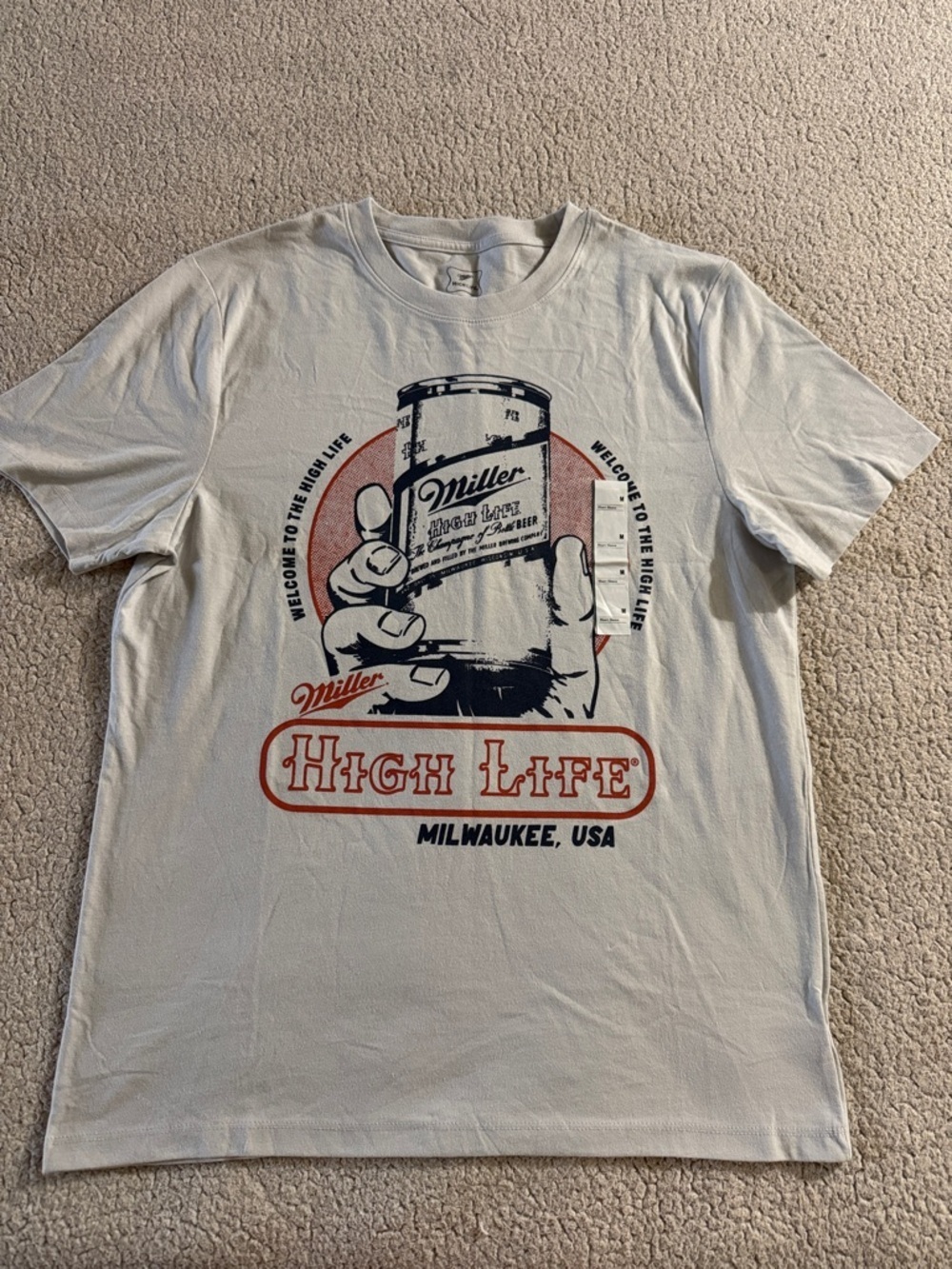 Miller High Life Graphic Short Sleeve Tee - Cream Medium